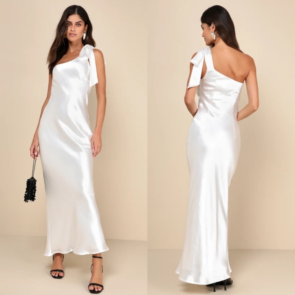 Lulu's White One Shoulder Dress